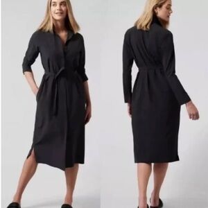 Athleta Urbanite Black Midi Shirt Dress with Tie Waist Women’s Size 1X